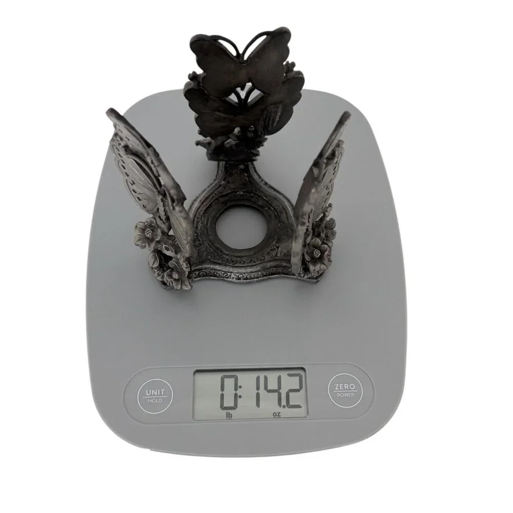 Pewter Ornate Butterfly‎ Garden Design Cottagecore Candle Napkin Holder